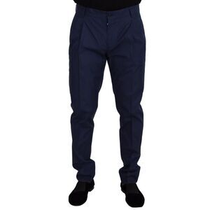 Dolce & Gabbana Tailored Pleated Cotton Trousers Men Blue Jeans & Pants